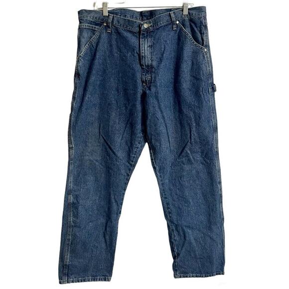 Vintage LEE RIDERS Carpenter Jeans Men 38x32 Blue Hammer Loop Work Pants… - Picture 1 of 6